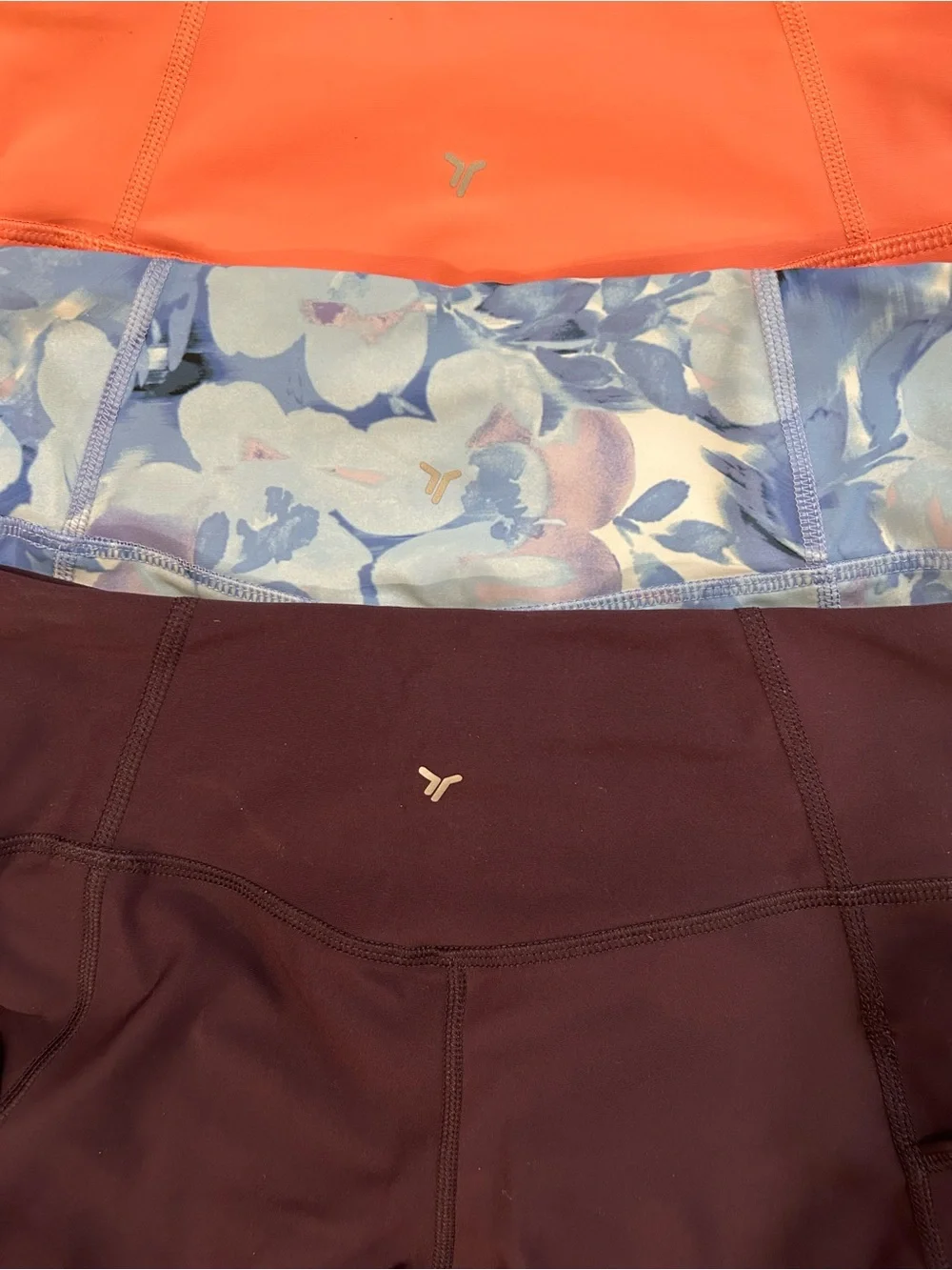 Old Navy Girls Leggings - Set of 3 - Coral, Blue Floral, Dark Purple